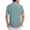 image:imageJMIERR Mens Casual Stylish Short Sleeve ButtonUp Striped Dress Shirt Cotton Beach ShirtsB Green2