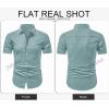 image:imageJMIERR Mens Casual Stylish Short Sleeve ButtonUp Striped Dress Shirt Cotton Beach ShirtsB Green2
