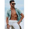 image:imageJMIERR Mens Casual Stylish Short Sleeve ButtonUp Striped Dress Shirt Cotton Beach ShirtsB Green2