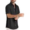 image:imageJMIERR Mens Casual Stylish Short Sleeve ButtonUp Striped Dress Shirt Cotton Beach ShirtsBlack