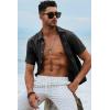image:imageJMIERR Mens Casual Stylish Short Sleeve ButtonUp Striped Dress Shirt Cotton Beach ShirtsBlack