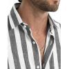 image:imageJMIERR Mens Casual Stylish Short Sleeve ButtonUp Striped Dress Shirt Cotton Beach ShirtsBlack Stripe