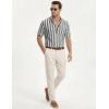 image:imageJMIERR Mens Casual Stylish Short Sleeve ButtonUp Striped Dress Shirt Cotton Beach ShirtsBlack Stripe