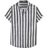 image:imageJMIERR Mens Casual Stylish Short Sleeve ButtonUp Striped Dress Shirt Cotton Beach ShirtsBlack Stripe