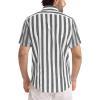 image:imageJMIERR Mens Casual Stylish Short Sleeve ButtonUp Striped Dress Shirt Cotton Beach ShirtsBlack Stripe