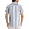 image:imageJMIERR Mens Casual Stylish Short Sleeve ButtonUp Striped Dress Shirt Cotton Beach ShirtsBlue Stripe