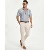 image:imageJMIERR Mens Casual Stylish Short Sleeve ButtonUp Striped Dress Shirt Cotton Beach ShirtsBlue Stripe