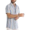 image:imageJMIERR Mens Casual Stylish Short Sleeve ButtonUp Striped Dress Shirt Cotton Beach ShirtsBlue Stripe