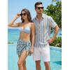 image:imageJMIERR Mens Casual Stylish Short Sleeve ButtonUp Striped Dress Shirt Cotton Beach ShirtsBlue Stripe