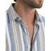 image:imageJMIERR Mens Casual Stylish Short Sleeve ButtonUp Striped Dress Shirt Cotton Beach ShirtsBlue Stripe
