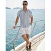 image:imageJMIERR Mens Casual Stylish Short Sleeve ButtonUp Striped Dress Shirt Cotton Beach ShirtsBlue Stripe