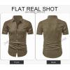 image:imageJMIERR Mens Casual Stylish Short Sleeve ButtonUp Striped Dress Shirt Cotton Beach ShirtsBrown