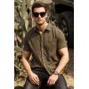 image:imageJMIERR Mens Casual Stylish Short Sleeve ButtonUp Striped Dress Shirt Cotton Beach ShirtsBrown