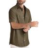 image:imageJMIERR Mens Casual Stylish Short Sleeve ButtonUp Striped Dress Shirt Cotton Beach ShirtsBrown