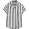 image:imageJMIERR Mens Casual Stylish Short Sleeve ButtonUp Striped Dress Shirt Cotton Beach ShirtsBrown Stripe