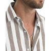 image:imageJMIERR Mens Casual Stylish Short Sleeve ButtonUp Striped Dress Shirt Cotton Beach ShirtsBrown Stripe