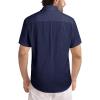 image:imageJMIERR Mens Casual Stylish Short Sleeve ButtonUp Striped Dress Shirt Cotton Beach ShirtsDark Blue