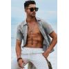 image:imageJMIERR Mens Casual Stylish Short Sleeve ButtonUp Striped Dress Shirt Cotton Beach ShirtsDark Grey