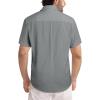 image:imageJMIERR Mens Casual Stylish Short Sleeve ButtonUp Striped Dress Shirt Cotton Beach ShirtsDark Grey