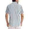 image:imageJMIERR Mens Casual Stylish Short Sleeve ButtonUp Striped Dress Shirt Cotton Beach ShirtsGrey Blue Stripe