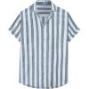 image:imageJMIERR Mens Casual Stylish Short Sleeve ButtonUp Striped Dress Shirt Cotton Beach ShirtsGrey Blue Stripe