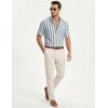 image:imageJMIERR Mens Casual Stylish Short Sleeve ButtonUp Striped Dress Shirt Cotton Beach ShirtsGrey Blue Stripe