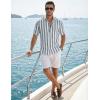 image:imageJMIERR Mens Casual Stylish Short Sleeve ButtonUp Striped Dress Shirt Cotton Beach ShirtsGrey Blue Stripe
