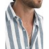 image:imageJMIERR Mens Casual Stylish Short Sleeve ButtonUp Striped Dress Shirt Cotton Beach ShirtsGrey Blue Stripe