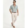 image:imageJMIERR Mens Casual Stylish Short Sleeve ButtonUp Striped Dress Shirt Cotton Beach ShirtsGrey Green Stripe