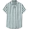 image:imageJMIERR Mens Casual Stylish Short Sleeve ButtonUp Striped Dress Shirt Cotton Beach ShirtsGrey Green Stripe