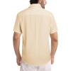 image:imageJMIERR Mens Casual Stylish Short Sleeve ButtonUp Striped Dress Shirt Cotton Beach ShirtsKhaki