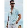 image:imageJMIERR Mens Casual Stylish Short Sleeve ButtonUp Striped Dress Shirt Cotton Beach ShirtsLight Blue