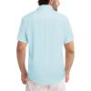 image:imageJMIERR Mens Casual Stylish Short Sleeve ButtonUp Striped Dress Shirt Cotton Beach ShirtsLight Blue