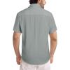 image:imageJMIERR Mens Casual Stylish Short Sleeve ButtonUp Striped Dress Shirt Cotton Beach ShirtsLight Grey