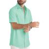 image:imageJMIERR Mens Casual Stylish Short Sleeve ButtonUp Striped Dress Shirt Cotton Beach ShirtsMint Green