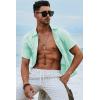 image:imageJMIERR Mens Casual Stylish Short Sleeve ButtonUp Striped Dress Shirt Cotton Beach ShirtsMint Green