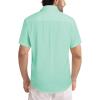 image:imageJMIERR Mens Casual Stylish Short Sleeve ButtonUp Striped Dress Shirt Cotton Beach ShirtsMint Green