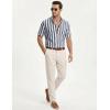 image:imageJMIERR Mens Casual Stylish Short Sleeve ButtonUp Striped Dress Shirt Cotton Beach ShirtsNavy Blue Stripe