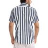 image:imageJMIERR Mens Casual Stylish Short Sleeve ButtonUp Striped Dress Shirt Cotton Beach ShirtsNavy Blue Stripe