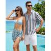 image:imageJMIERR Mens Casual Stylish Short Sleeve ButtonUp Striped Dress Shirt Cotton Beach ShirtsNavy Blue Stripe