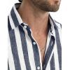 image:imageJMIERR Mens Casual Stylish Short Sleeve ButtonUp Striped Dress Shirt Cotton Beach ShirtsNavy Blue Stripe