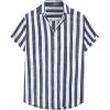 image:imageJMIERR Mens Casual Stylish Short Sleeve ButtonUp Striped Dress Shirt Cotton Beach ShirtsNavy Blue Stripe