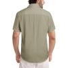 image:imageJMIERR Mens Casual Stylish Short Sleeve ButtonUp Striped Dress Shirt Cotton Beach ShirtsOlive Green