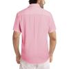 image:imageJMIERR Mens Casual Stylish Short Sleeve ButtonUp Striped Dress Shirt Cotton Beach ShirtsPink
