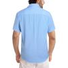 image:imageJMIERR Mens Casual Stylish Short Sleeve ButtonUp Striped Dress Shirt Cotton Beach ShirtsSky Blue