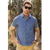 image:imageJMIERR Mens Casual Stylish Short Sleeve ButtonUp Striped Dress Shirt Cotton Beach ShirtsSmog Blue