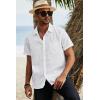 image:imageJMIERR Mens Casual Stylish Short Sleeve ButtonUp Striped Dress Shirt Cotton Beach ShirtsWhite