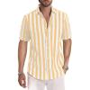 image:imageJMIERR Mens Casual Stylish Short Sleeve ButtonUp Striped Dress Shirt Cotton Beach ShirtsA1 Yellow
