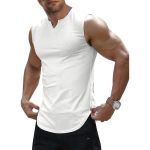image:imageJMIERR Mens Ribbed Tank Tops Knit Sleeveless Workout T Shirt Muscle Gym Fitness Tee02 White