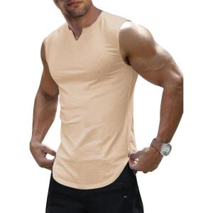 image:imageJMIERR Mens Ribbed Tank Tops Knit Sleeveless Workout T Shirt Muscle Gym Fitness TeeApricot